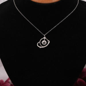 Cabochon Stone Customized Planet <b>Pendant</b> With Made in 18 KT <b>Solid</b> <b>Gold</b> Excellent Cut Synthetic Diamond Unique Lab Grown Diamonds - Product Image 1