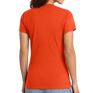 T-shirt en coton uni à col rond et manches courtes pour femme, T-shirt à col en V chiné, T-shirt confortable en mélange doux pour femme - Product Image 2