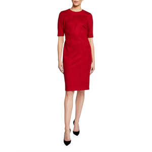 Abito midi a tubino in camoscio rosso comodo da donna Anne Klein, taglia 6 - Silhouette a tubino - Product Image 1