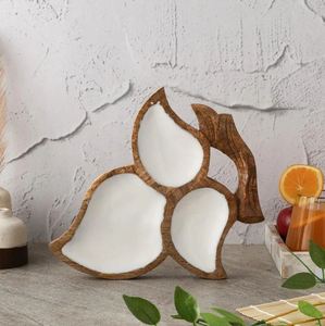 Plateau de service en bois de conception de feuille faite à la main de Offre Spéciale pour la vaisselle de mariage - Product Image 4