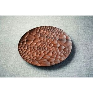 Assiette en bois carrée sculptée tendance minimaliste Design géométrique en bois naturel Snack Dish Artisan Tray for Home Decor Dining - Product Image 6