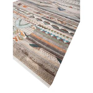 Tapis en laine et soie de bambou noué à la main Freedom Manchaha, design géométrique rectangulaire, couleur ivoire, pour la maison, le salon, le couloir - Product Image 2