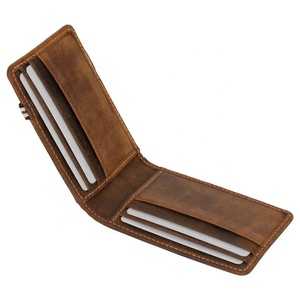 For Vintage Slim Mini <b>Wallet</b> Open Closure Genuine Leather Waterproof <b>Card</b> <b>Holder</b> for Men LW-0146 - Product Image 4