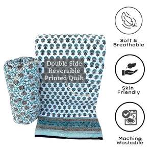 Jaipuri nouveauté luxueux fait à la main bloc impression Double lit couette ensemble Floral vert blanc Design peau amical coton Vintage - Product Image 5