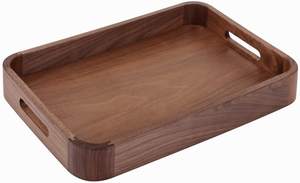 Plateau de service en bois naturel de conception européenne avec poignée en métal PVD doré Décoration de vaisselle de ferme pour la maison Plateau de service - Product Image 3