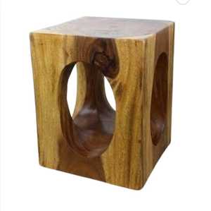 Tabouret en bois massif, tabouret unique, mobilier d'extérieur en bois dur - Product Image 1