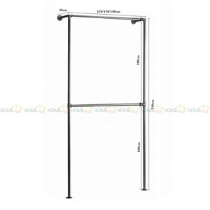 GQA68020 - Porte-vêtements en métal pour tuyaux d'arrosage, gain de place, organisateur de vêtements 120x30x210 cm, type sur pied pour salon, pour sacs - Product Image 3