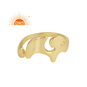 Handmade 925 Sterling Silver 18K Gold Plated <b>Elephant</b> Design Ring Custom Jewelry <b>For</b> Women <b>Gift</b> <b>For</b> <b>Her</b> - Product Image 1