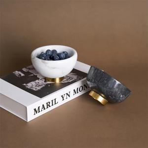 Bol décoratif en marbre élégant pour la décoration de la pièce maîtresse Plateau de présentation en pierre naturelle Accent moderne pour la maison, la cuisine ou le bureau - Product Image 3