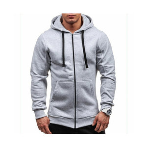 เสื้อกันหนาวมีฮู้ดผ้าฟลีซสำหรับผู้ชายสีพื้นมีซิปพิมพ์โลโก้ทรงหลวมแบบปรับแต่งได้ - Product Image 4