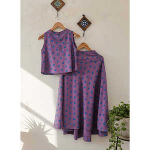 ชุดเซ็ตกระโปรงผ้าทวิลสีลาเวนเดอร์ลายทางถักนิตติ้งเข้ารูปทรงสกินนี่ความยาวระดับเข่า แบรนด์ Autumn Luxury Club ไซส์ 2XL - Product Image 2