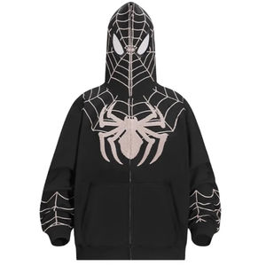 2025 nueva llegada logotipo personalizado 400gsm peso pesado Vintage Zip-up Hoodie 100% algodón ropa de calle estilo de invierno para hombres diamantes de imitación - Product Image 6