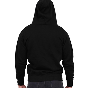 Venta al por mayor de moda patrón sólido negro Zip-up Sudadera con capucha gruesa sudadera de lana para la temporada de invierno estilo liso - Product Image 3