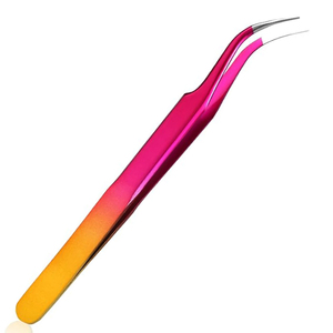 Women's Custom Color Coated Stainless Steel Eyelash Tweezers Pointed Slanted <b>Makeup</b> Beauty Accessories for Lash Extensions - Product Image 1