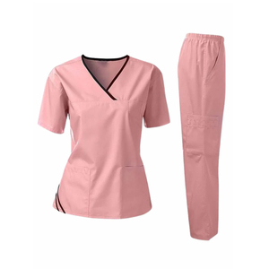Uniforme médical pour femmes, vente chaude 2025, respirant, col en V, manches courtes, vêtements d'infirmière, hôpital, lavable, été - Product Image 4