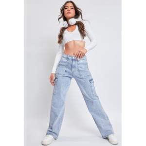 Jeans Cargo de Mezclilla Y2K de Lujo con Bordado Plateado Azul Hielo, 6 Bolsillos, Tela Suave y Elástica, Cintura Alta, Corte Relajado, Ecológicos - Product Image 6