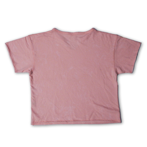 T-shirt décontracté pour femme en coton 100% 200gsm, col en V, bord brut, manches courtes, tricoté en molleton, imprimé, anti-rides, lavage minéral - Product Image 4