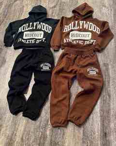 Survêtement lavé à l'acide personnalisé OEM ensemble deux pièces à capuche et pantalon avec broderie pour les marques de style de vie - Product Image 3