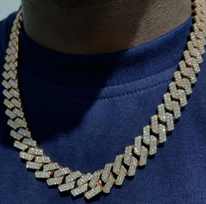 Hip Hop de lujo 14K 18K chapado en oro VVS Moissanite diamante Iced Out cadena de eslabones cubanos hombres collar cubano perla - Product Image 2