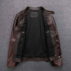 Chaqueta hecha a mano genuina para hombres American Bruiser Plush Diseño personalizado Cuero de bajo precio - Product Image 6