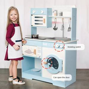 Best-seller Nouveau Classique Bleu <span class=keywords><strong>Cuisine</strong></span> Jouets En Bois Faire semblant Jouer Jouet <span class=keywords><strong>Cuisine</strong></span> Équipé De Robinet D'eau Simulé pour Enfants - Product Image 4