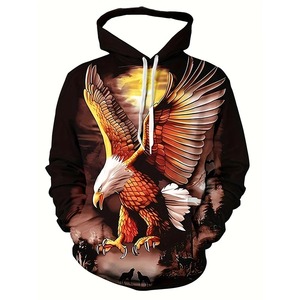 Patrón de águila Sudaderas con capucha Bandera americana Impresión 3D Hombres Sudadera con capucha de manga larga Jersey de gran tamaño Tops Ropa de hombre - Product Image 4