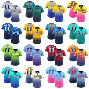Maillot de baseball sublimé pour hommes, nom et numéro d'équipe personnalisés, dégradé jaune à noir, manches courtes, boutonné, uniforme de sport - Product Image 2