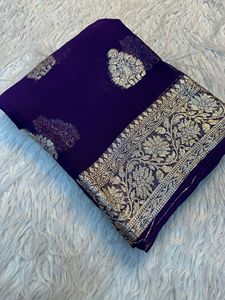 Produit le plus vendu : Sari en georgette de viscose avec blouse assortie ! Prix 850, prix fixe, chemisier non cousu - Product Image 5