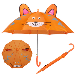 Ombrello per Bambini Kawaii con Figura di Tigre Retrattile, 8 Stecche, Pieghevole in Tre Parti, Telaio in Poliestere, Design Stile Cartone Animato - Product Image 1