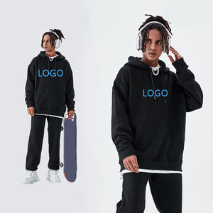 Conjunto de sudadera con capucha y pantalones de chándal acampanados lisos sin cordón de 500g/m2 - Product Image 2