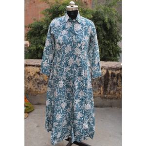 Robe longue à imprimé de bloc de main pour femmes, tenue décontractée, nouvelle collection - Product Image 1