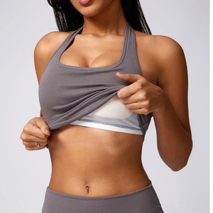 <b>Women's</b> Casual Yoga <b>Tank</b> <b>Top</b> Breathable <b>Knitted</b> Fabric Workout Bras Gym Fitness <b>Tank</b> <b>Top</b> Yoga Sports Bra <b>Women</b> - Product Image 5