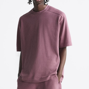 Vente en gros 100% coton t-shirt de haute qualité poids lourd surdimensionné conception personnalisée 180 g/m² tissu tricoté grande taille - Product Image 1