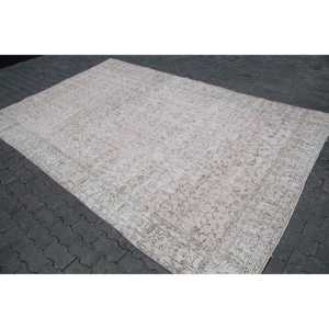 Alfombra Turca de 6.9x10.4 pies, Alfombra Vintage, Alfombra Blanca de Patchwork de Lana - Product Image 2