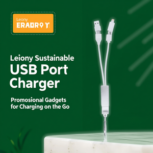 Caricabatterie USB Sostenibile Leony, Gadget Promozionale per Ricarica in Movimento - Product Image 3