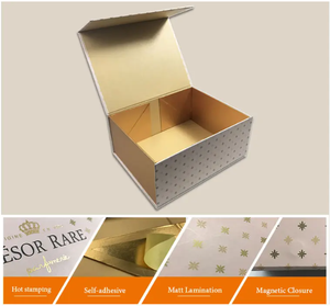 Caja de regalo plegable con cierre magnético impreso personalizado de lujo, laminación mate hecha en Vietnam, revestimiento UV en relieve, características de lámina dorada - Product Image 6