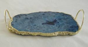 Bandeja decorativa de piedra de ágata acrílica de tamaño personalizado más vendida, mango chapado en oro, precio económico para uso doméstico, estilo moderno - Product Image 6