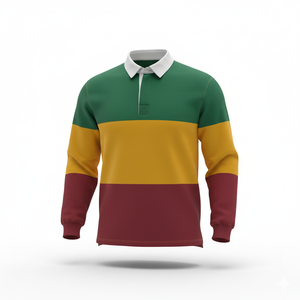 Maillot de rugby classique pour hommes à manches longues solide tricoté 100% coton respirant sportif pour chemise - Product Image 1