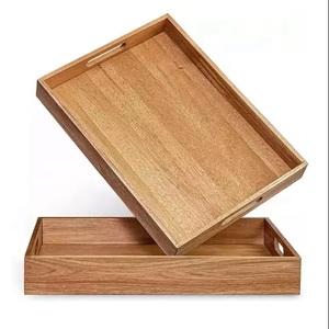 Grand plateau de service en bois d'acacia Rectangle Couverts écologiques pour la maison Cuisine Passe au lave-vaisselle Service rapide Fêtes modernes - Product Image 4