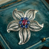 Bros Pin Model Bunga Perak Sterling 925 Vintage Trendi Wanita NUSRET, Zirkon Mutiara Emas, Hadiah Pesta Pernikahan untuk Acara Lainnya