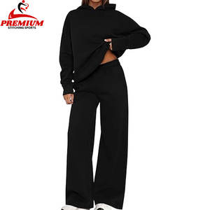 Chándal de mujer de alta calidad 100% algodón Jogging invierno conjuntos de dos piezas chándal de gran tamaño de Color sólido para mujer - Product Image 2