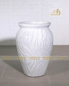 GL116H65WH Pot en céramique blanc galvanisé moderne écologique et durable pour la plantation à la maison et la décoration de jardin Mini créations paysagères - Product Image 5