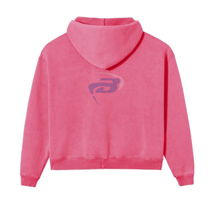 Sweats Capuche Custom Print 100% Cotton Heavyweight Fleece Hoodie Boxy Pink Snow Wash Vintage Zip Unisex <b>Y2K</b> <b>Streetwear</b> - Product Image 2