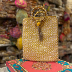 2025 최신 디자이너 수제 숙녀 핸드백 새틴 안감 패션 가방 진주 장식 매일 사용 결혼식 동전 potli 가방 선물 - Product Image 1