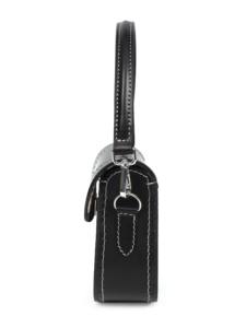 Black Leather Saddle <b>Bag</b> Womens Crossbody Purse Contrast Stitching Vintage Fashion Zipper Single <b>Strap</b> Water Resistant Shoulder - Product Image 4