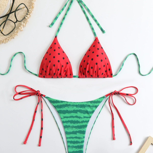 Meilleures ventes, faible MOQ, ensemble de bikini pour femmes grandes tailles avec décoration en cristal et logo à la taille, imprimé animal, prix de gros - Product Image 6