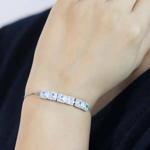 NOVAMART Fine Zarkan Pair Square Zircon <b>Silver</b> Crystal <b>Bracelets</b> & <b>Bangles</b> Wholesale Export - Product Image 1