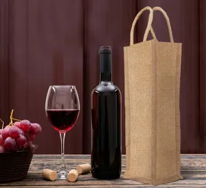 Sacs à vin en jute écologiques imprimés personnalisables, haute qualité, 100% jute, pour cadeaux promotionnels - Product Image 2