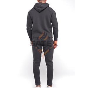 Ensemble de survêtement décontracté pour homme à capuche, taille plus, avec logo personnalisé, pour l'hiver, 100% coton - Product Image 4