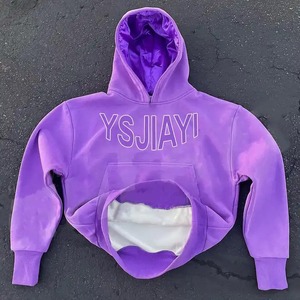 Sweat à capuche personnalisé streetwear en gros sweats à capuche doublés en satin imprimé unisexe 3d bouffant imprimé surdimensionné coton biologique silicone décontracté - Product Image 4